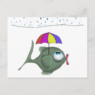 Funny Umbrella Fish Briefkaart