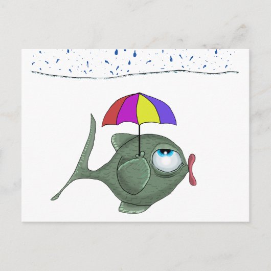 Funny Umbrella Fish Briefkaart (Voorkant)