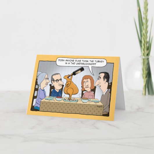 Funny Undercook Turkey Thanksgiving Card Feestdagen Kaart (Voorkant)