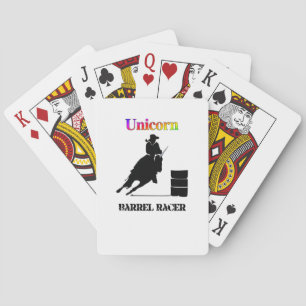 Funny Unicorn Barrel Racer Pokerkaarten