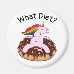 Funny Unicorn Donut What Diet? Magneet