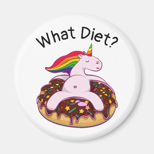 Funny Unicorn Donut What Diet? Magneet (Voorkant)