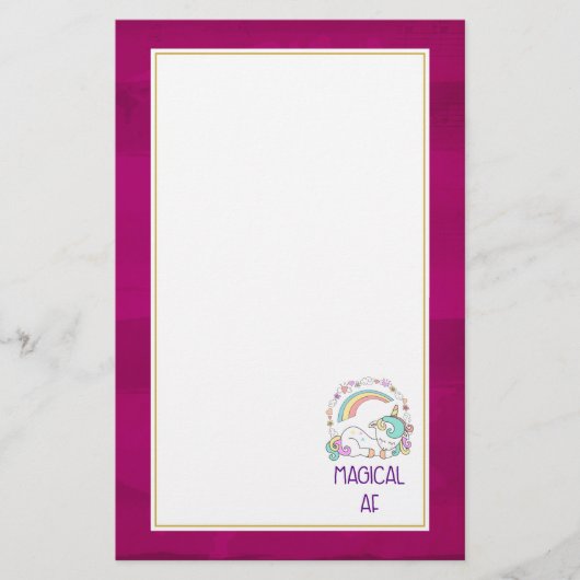 Funny Unicorn Gezegde Magical AF Briefpapier (Voorkant)