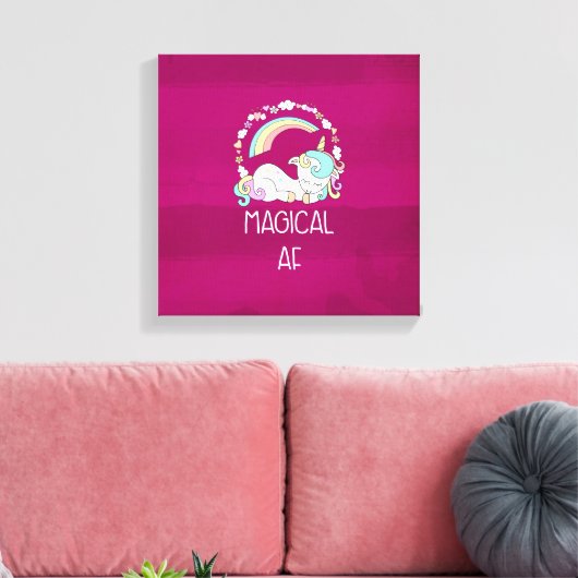 Funny Unicorn Gezegde Magical AF Canvas Afdruk (Insitu (Woonkamer))