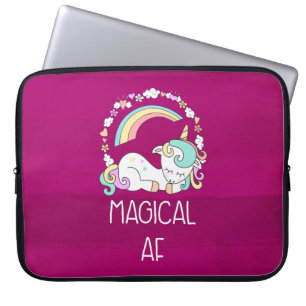 Funny Unicorn Gezegde Magical AF Laptop Sleeve