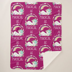 Funny Unicorn Gezegde Magical AF Sherpa Deken