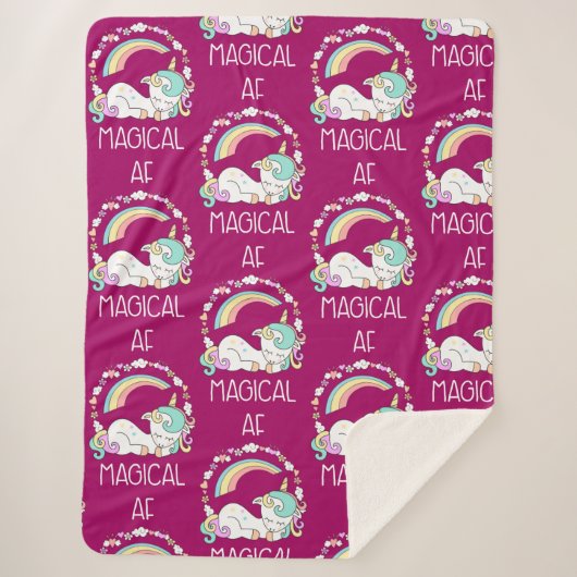 Funny Unicorn Gezegde Magical AF Sherpa Deken (Voorkant)