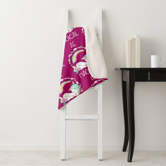 Funny Unicorn Gezegde Magical AF Sherpa Deken (In situ)