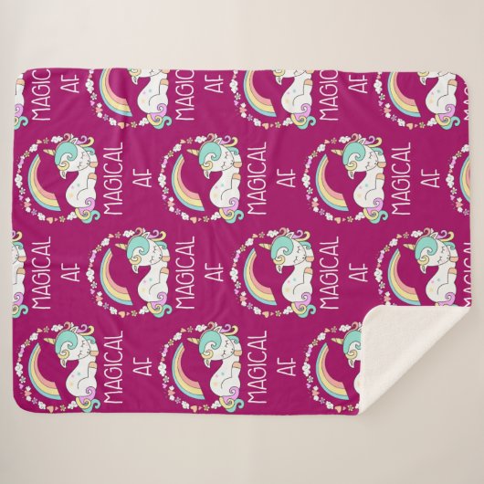 Funny Unicorn Gezegde Magical AF Sherpa Deken (Voorkant (horizontaal))