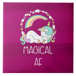 Funny Unicorn Gezegde Magical AF Tegeltje