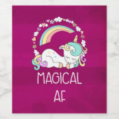 Funny Unicorn Gezegde Magical AF Wijn Etiket (Enkel label)