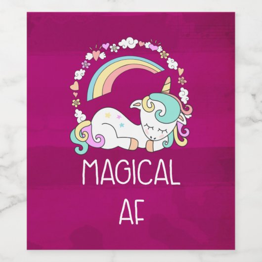 Funny Unicorn Gezegde Magical AF Wijn Etiket (Enkel label)