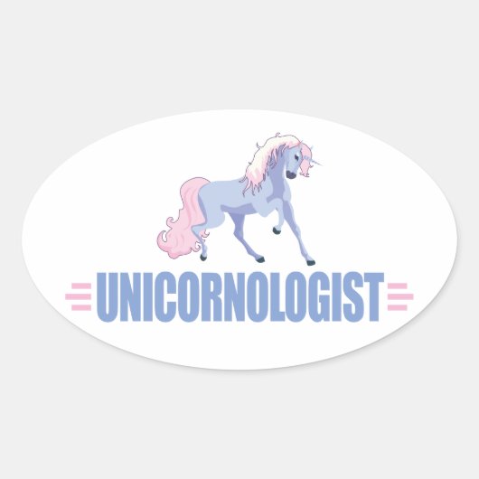 Funny Unicorn Ovale Sticker (Voorkant)