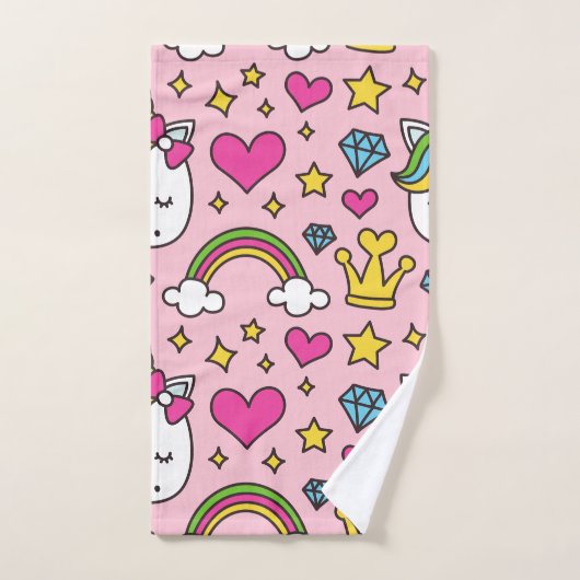 Funny Unicorn Pattern Pink Magic Horse Cute Handdoek (Handdoek)