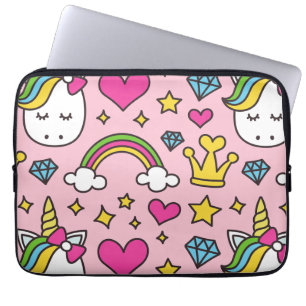 Funny Unicorn Pattern Pink Magic Horse Cute Laptop Sleeve