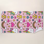 Funny Unicorn Pattern Pink Magic Horse Cute Strandlaken (Voorkant)