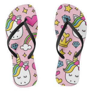 Funny Unicorn Pattern Pink Magic Horse Cute Teenslippers