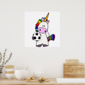 Funny Unicorn Plays Cartoon Poster (Keuken)