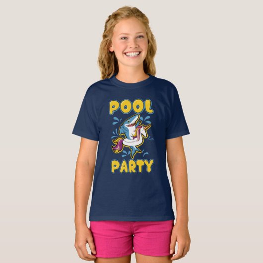 Funny Unicorn Pool Party T-Shirt (Devant entier)