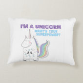 Funny Unicorn Superpower Accent Kussen (Achterkant)