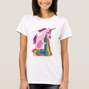 Funny Unicorn Vomiting Rainbows Sick Novelty Gag T-shirt
