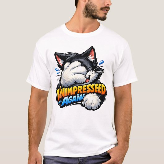 Funny Unimpressed Cat Basic T-Shirt - Grumpy (Voorkant)