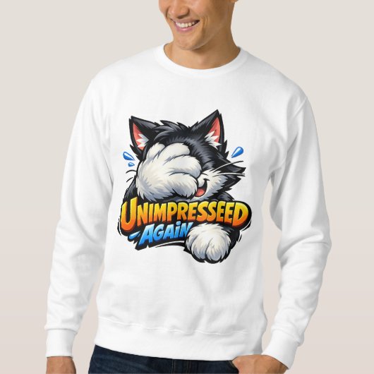 Funny Unimpressed Cat Sweatshirt - Grumpy Meme (Devant)