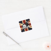 Funny Union Jack British Kat Vierkante Sticker (Envelop)