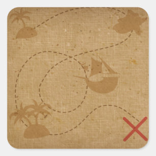 Funny Unique Pirate Treasure Map Vierkante Sticker