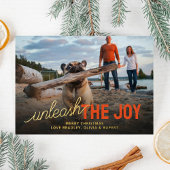 Funny Unleash The Joy Pet Christmas Folie Feestdagenkaart