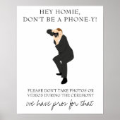 Funny Unplugged Ceremony Wedding Sign Poster (Voorkant)