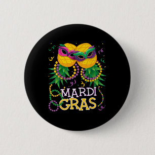 Funny Upside Down Pineapple Swinger Mardi Gras Bea Ronde Button 5,7 Cm