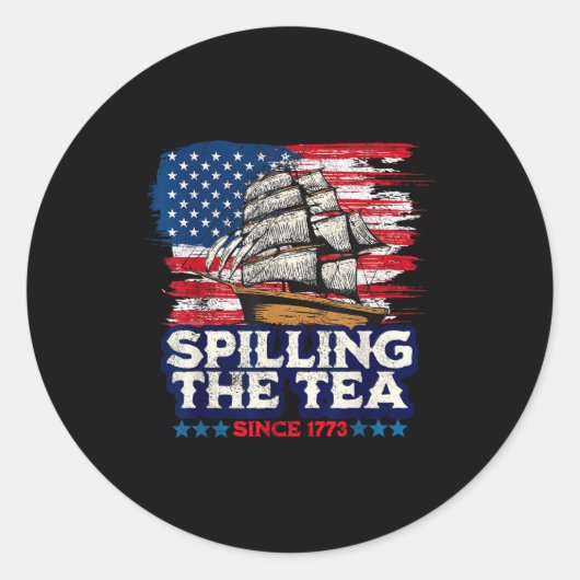 Funny Us History Teacher Boston Slling The Tea Sin Ronde Sticker (Voorkant)