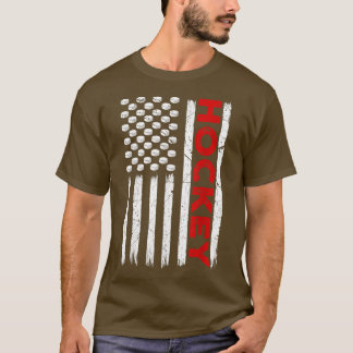 Funny USA American Flag Hockey Patriotic 4th of Ju T-shirt
