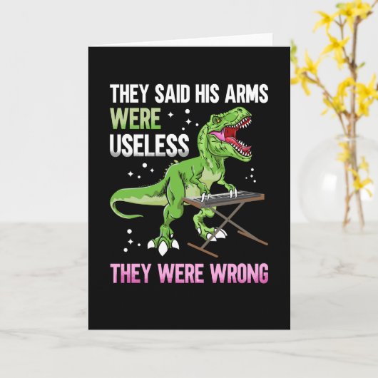 Funny Useless Arms T Rex Pianist Kaart (Gele Bloem)