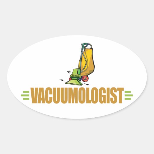 Funny Vacuuming Ovale Sticker (Voorkant)