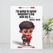 Funny Valentijnsdag card, Lonely boy humor (Staand voorkant)