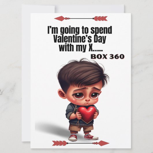 Funny Valentijnsdag card, Lonely boy humor (Voorkant)