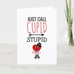 Funny Valentijnsdag Cupid Stupid Red Heart Feestdagen Kaart