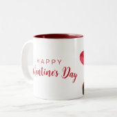 Funny Valentijnsdag Dog Cute Heart Headband Tweekleurige Koffiemok (Voorkant links)