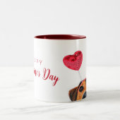 Funny Valentijnsdag Dog Cute Heart Headband Tweekleurige Koffiemok (Center)