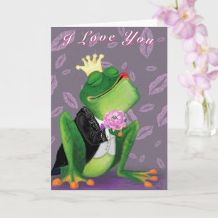 Funny Valentijnsdag Kaart Frog Prince Kissy