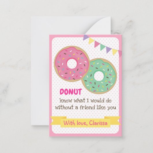 Funny Valentijnsdag Kaart Girls Donut Notitiekaartje (Voorkant)