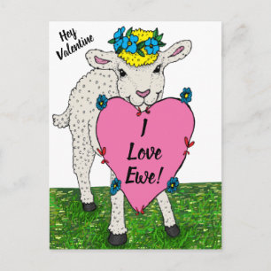 Funny  Valentijnsdag Lamb Briefkaart