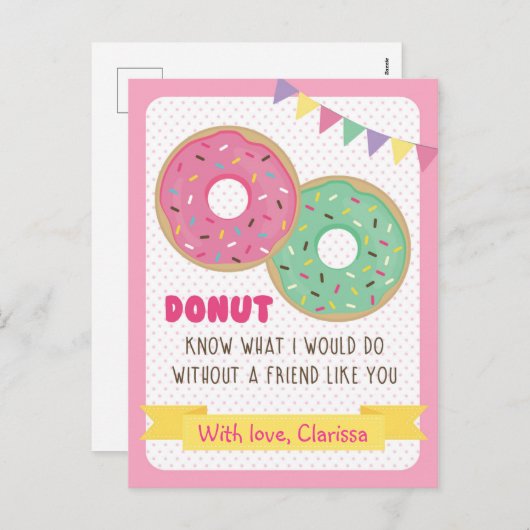 Funny Valentines Carte Jour Enfants - Donut (class (Devant / Derrière)