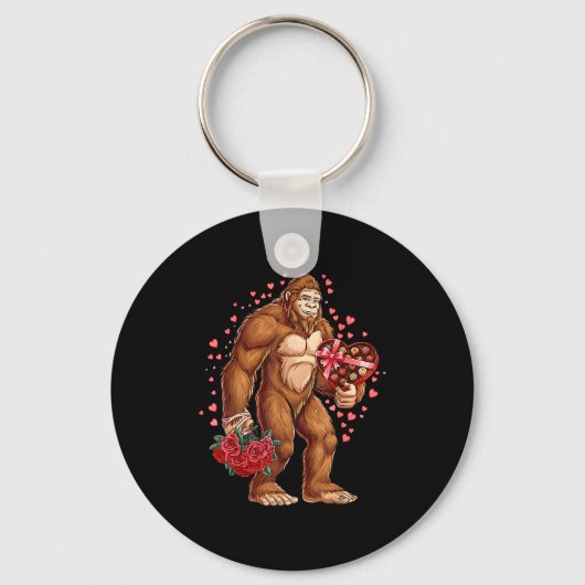 Funny Valentines Day Bigfoot Heart Love Sasquatch Sleutelhanger (Voorkant)