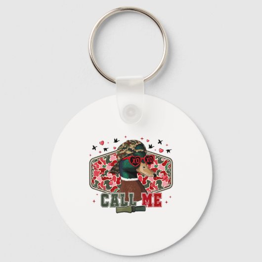 Funny Valentine's Day Boy Duck Hunting Call Me Tod Sleutelhanger (Voorkant)