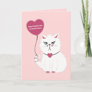 Funny Valentine's Day Grumpy White Cat Carte Plat