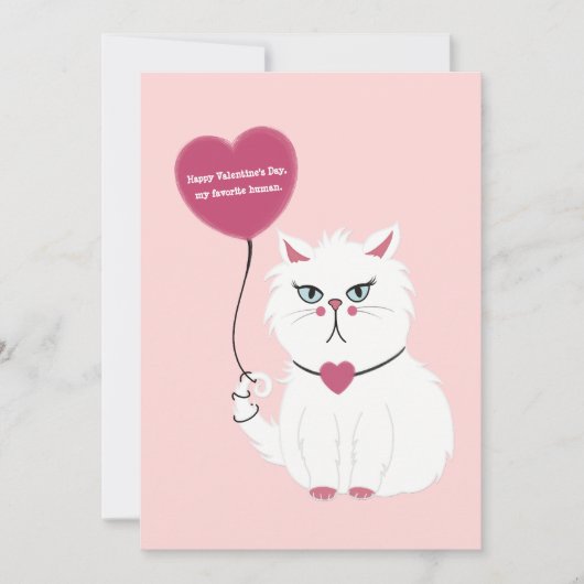 Funny Valentine's Day Grumpy White Cat Carte Plat (Devant)