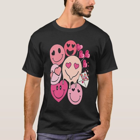 Funny Valentine's Day retro smile heart candy T-shirt (Voorkant)